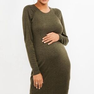 Motherhood Maternity Olive Green Long Sleeve Dress L